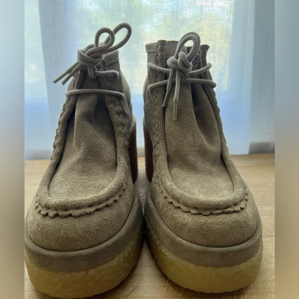 Chloé Women's Jamie Platform Ankle Booties in Taupe Size 40 New - Picture 3 of 11